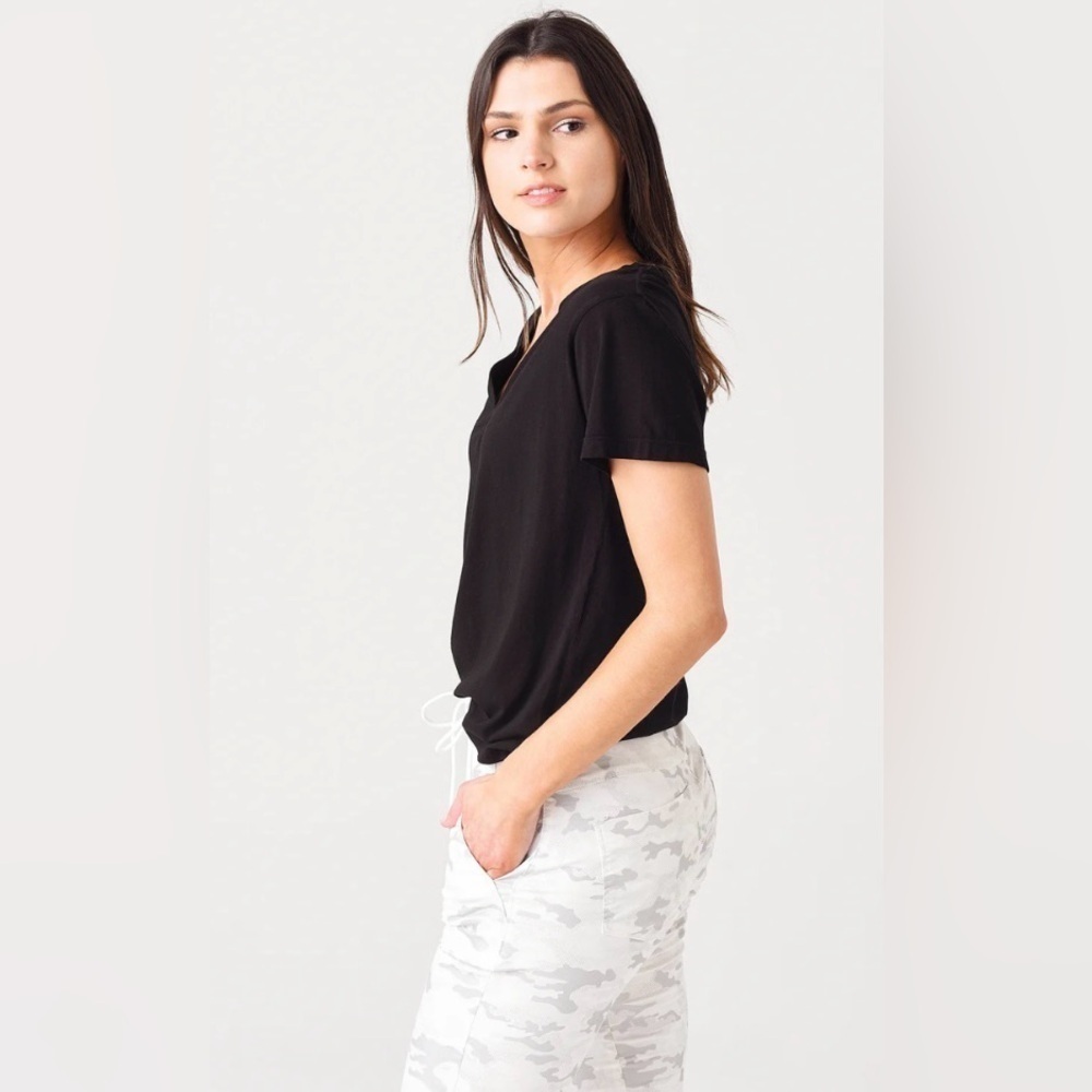 AGOLDE Black V-neck cotton-blend T-shirt - Picture 3 of 9